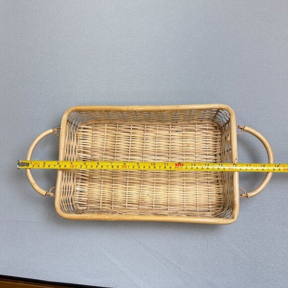 Vintage Anchor Hocking Amber Glass Baking Tray with Wicker Handles 2 QT. - Picture 6 of 9